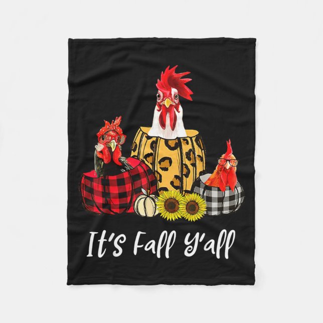Chicken It's Fall Y'all Leopard Pumpkin Autumn Tha Fleecedecke (Vorderseite)