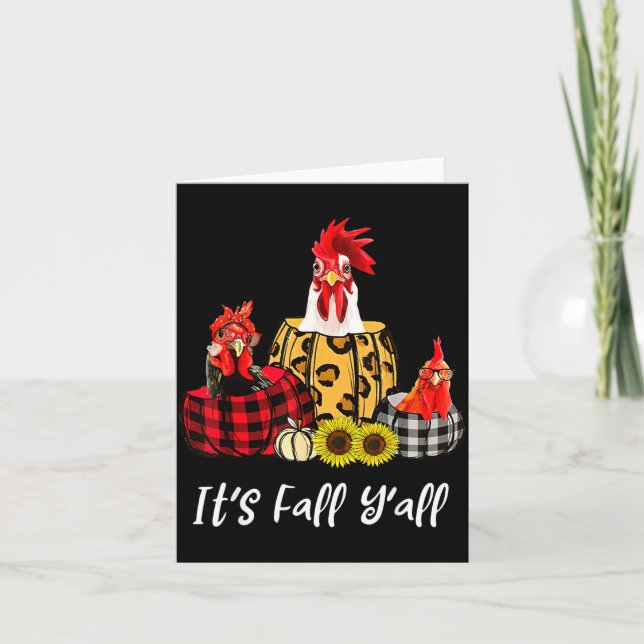 Chicken It's Fall Y'all Leopard Pumpkin Autumn Tha Karte (Vorderseite)