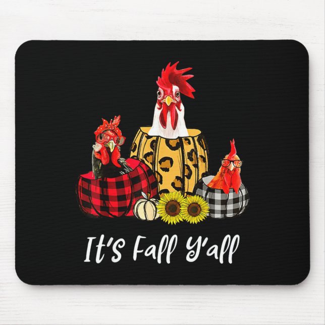 Chicken It's Fall Y'all Leopard Pumpkin Autumn Tha Mousepad (Vorne)