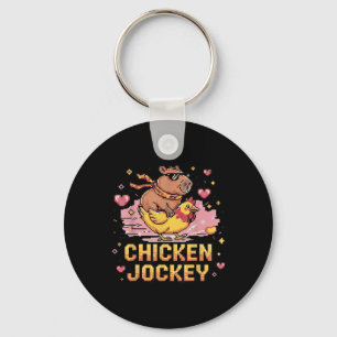 Chicken Jockey Capybara Riding Pixel Art Gamer Mem Schlüsselanhänger
