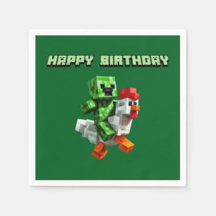 Chicken Jockey Funny Gaming Block Party Serviette