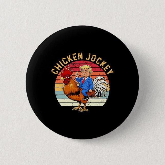 Chicken Jockey Trump Funny Meme 3 Button (Vorderseite)