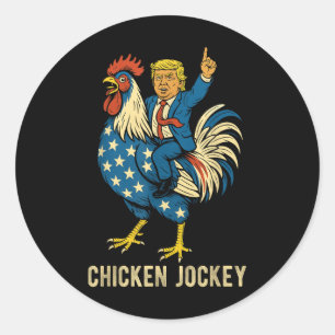 Chicken Jockey Trump Funny Meme Runder Aufkleber