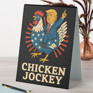 Chicken Jockey Trump Funny Meme Tischaufsteller