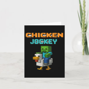 Chicken Jockey Zombie Pixel Art Zombie Gamer Funny Karte