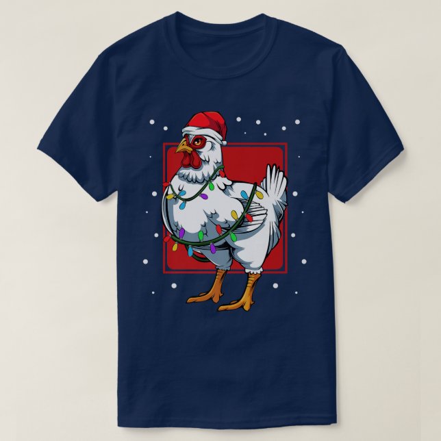 Chicken Lights Fun Santa Niedlich Celebrat Happy C T-Shirt (Design vorne)