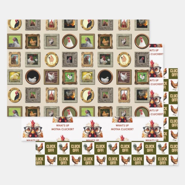 CHICKEN LOVERS SET GESCHENKPAPIER SET (Set)