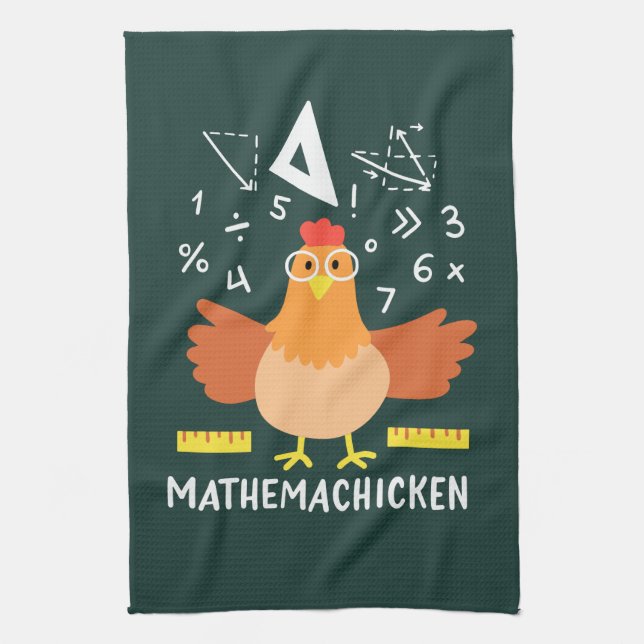 Chicken Math Gag Funny Mathemachicken Teacher Geschirrtuch (Vertikal)