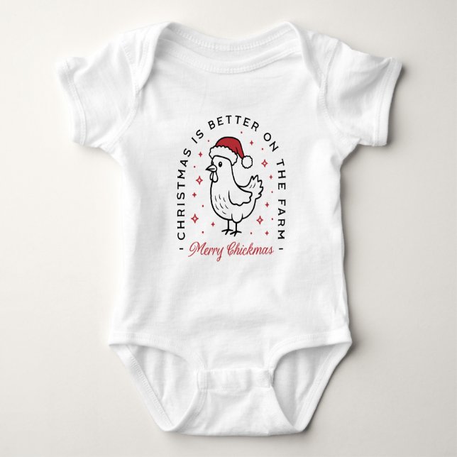 Chicken Merry Christmas funny farm animal cute Baby Strampler (Vorderseite)