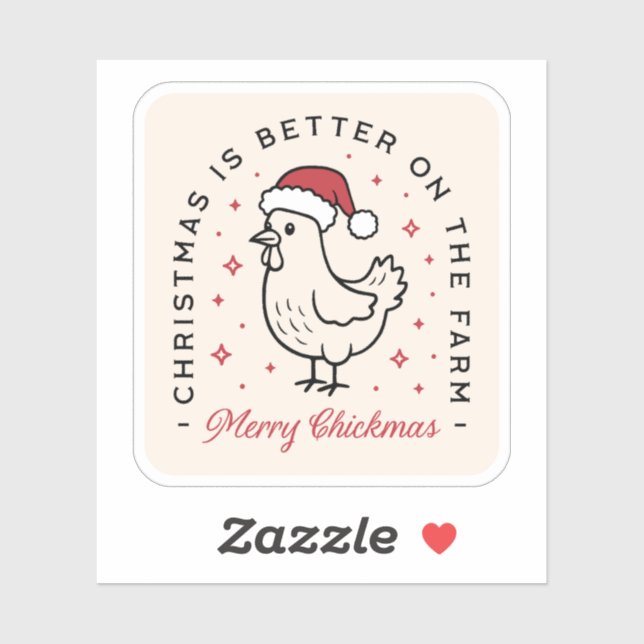 Chicken Merry Christmas funny farm red aesthetic Aufkleber (Blatt)