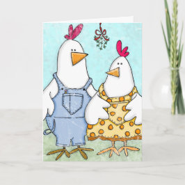 Chicken Mistletoe Feiertagskarte