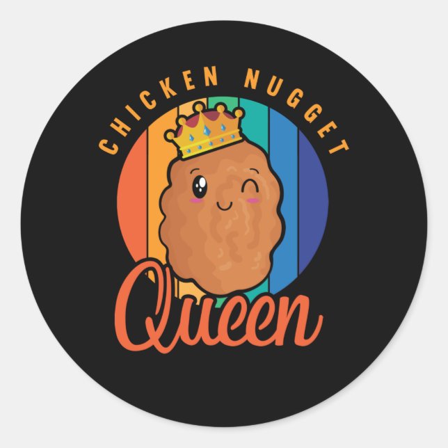 Chicken Nugget Girl Foodie Queen Runder Aufkleber (Vorderseite)