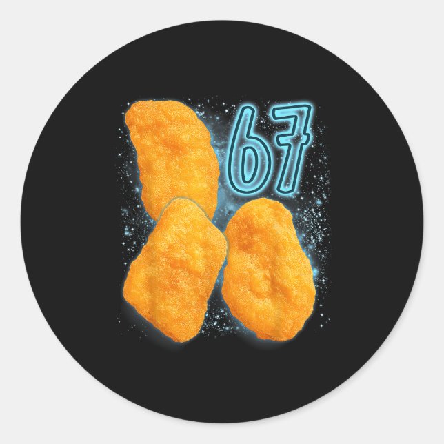 Chicken Nugget Lover 67 Meme Six Seven Fried Chick Runder Aufkleber (Vorderseite)