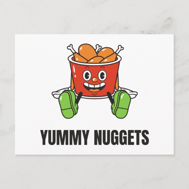 Chicken Nuggets Food Kawaii Gesicht Einladungspostkarte (Vorderseite)