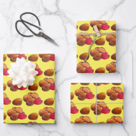Chicken Nuggets Ketchup Junk Fast Food Feinschmeck Geschenkpapier Set