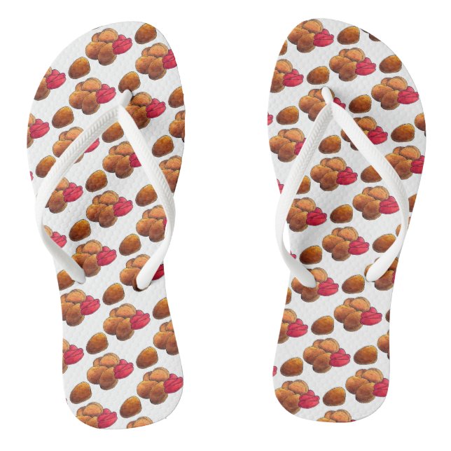 Chicken Nuggets mit Ketchup Junk Food Feinschmecke Flip Flops (Fußbett)