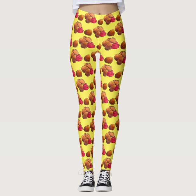 Chicken Nuggets mit Ketchup Junk Food Feinschmecke Leggings (Vorderseite)