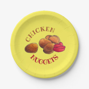 Chicken Nuggets mit Ketchup Junk Food Feinschmecke Pappteller