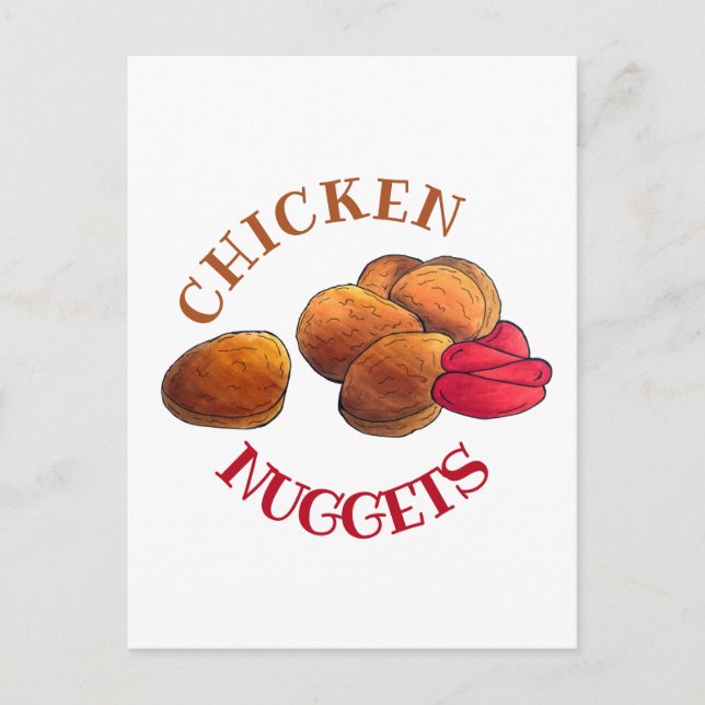 Chicken Nuggets mit Ketchup Junk Food Feinschmecke Postkarte (Vorderseite)