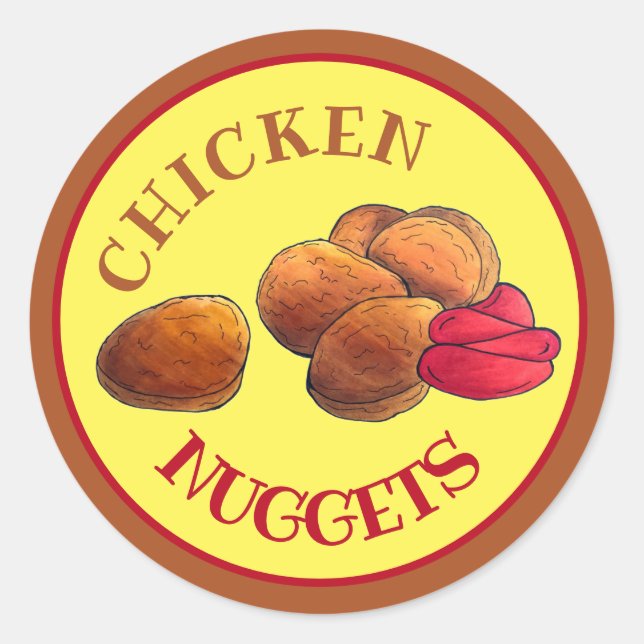 Chicken Nuggets mit Ketchup Junk Food Feinschmecke Runder Aufkleber (Vorderseite)