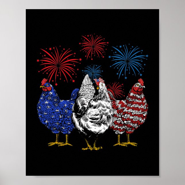 Chicken Patriotic America Flag the July Chicken Poster (Vorne)