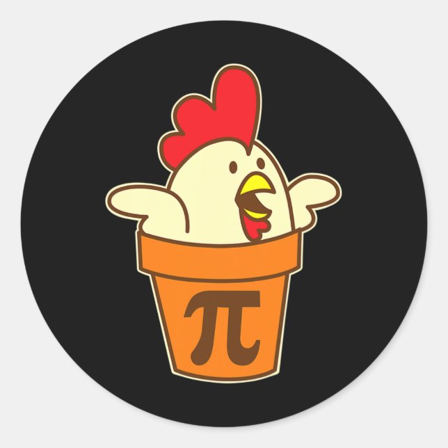 Chicken Pot Pi Geek Pie Mathematik Pun Funny Runder Aufkleber (Vorderseite)