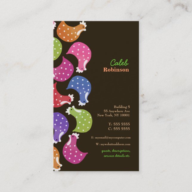 Chicken Rainbow Fun Pattern Food Business Card Visitenkarte (Vorderseite)