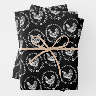 Chicken Raising & Jesus Lob Geschenkpapier Set