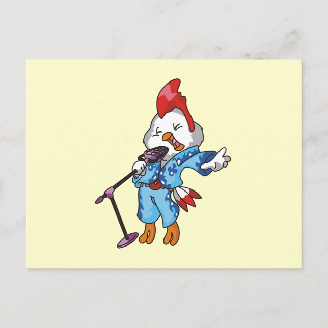 Chicken Rock Star T - Shirt und Geschenke Postkarte (Vorderseite)