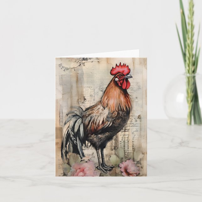 Chicken Rooster Art Karte (Vorderseite)