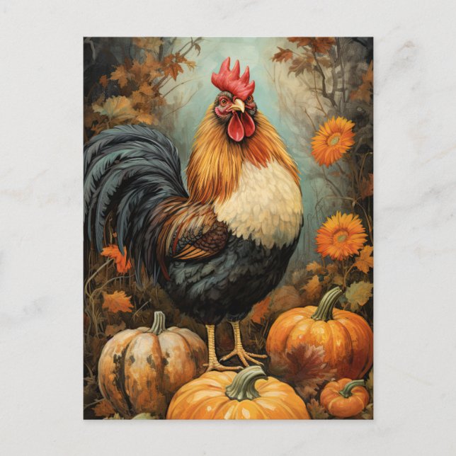 Chicken Rooster Art Postkarte (Vorderseite)