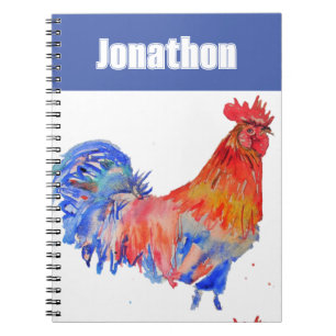 Chicken Rooster Bird Kids Boys Namensschild Notizblock
