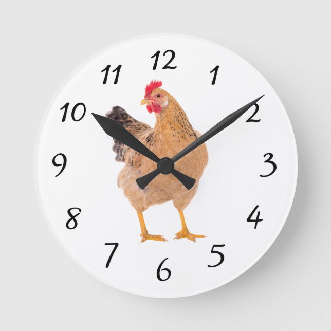 CHICKEN ROOSTER WALL CLOCK RUNDE WANDUHR (Vorderseite)