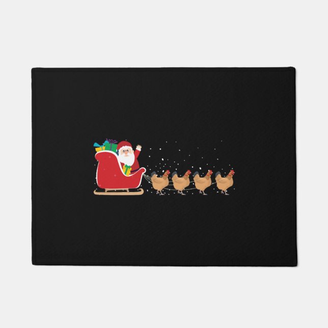 Chicken Santa Christmas Sleiy - Funny Chicken Fußmatte (Vorderseite)