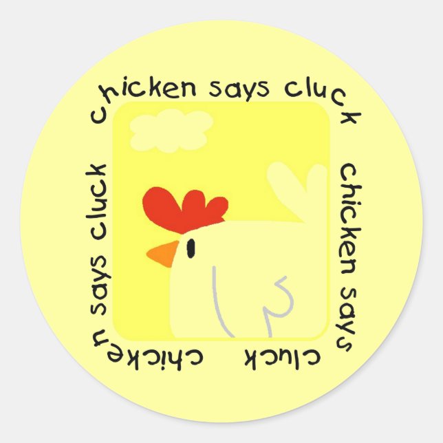 Chicken Says Cluck Tshirts und Geschenke Runder Aufkleber (Vorderseite)