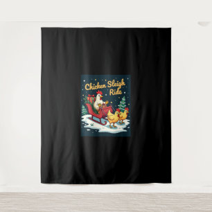 Chicken Sleigh Ride Wandteppich