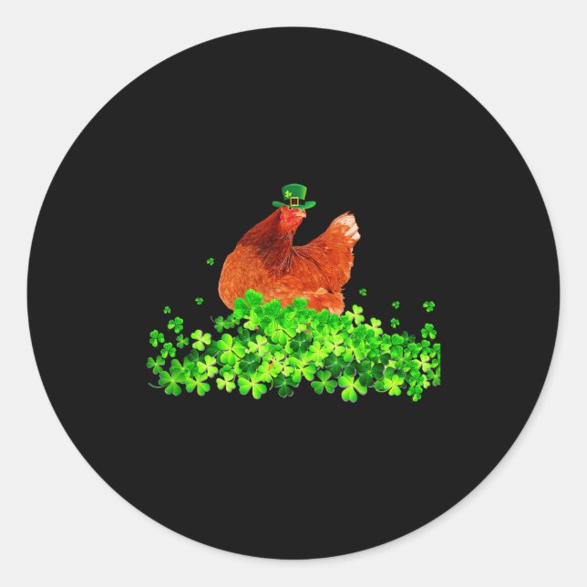 Chicken St Patricks Day Chicken Lover Irish Shamro Runder Aufkleber (Vorderseite)