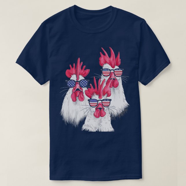Chicken USA Flag Funny Chicken Lovers Mama Vater 4 T-Shirt (Design vorne)