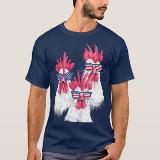 Chicken USA Flag Funny Chicken Lovers Mama Vater 4 T-Shirt