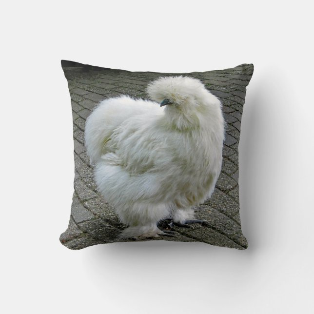 Chicken White Silkie Foto Kissen (Vorderseite)