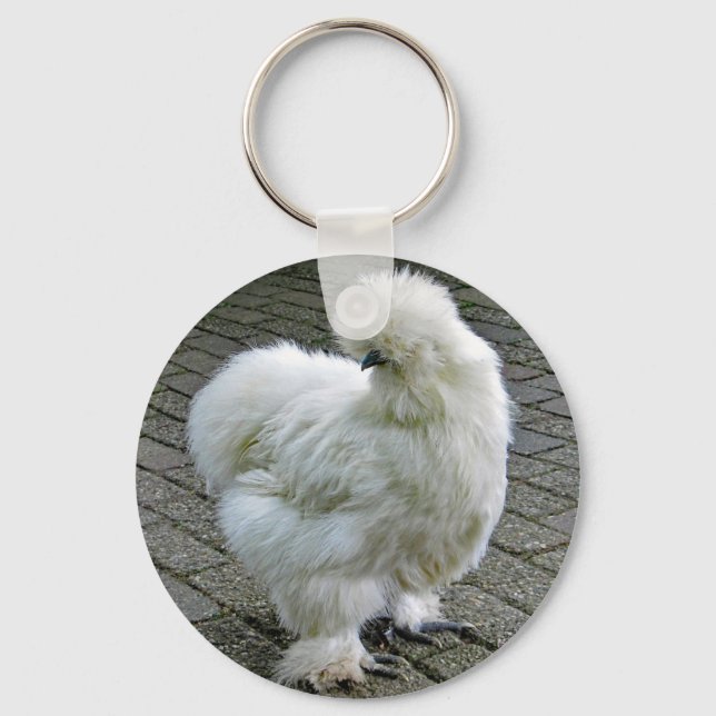 Chicken White Silkie Foto Schlüsselanhänger (Vorderseite)