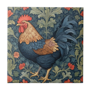 Chicken William Morris Stil Links gegenüber Rooste Fliese