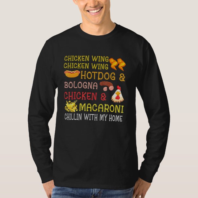 Chicken Wing Hot Dog Bologna Kids Macaroni Chillin T-Shirt (Vorderseite)