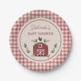 Chickens Barn Charming Farm Shower Gingham Pappteller