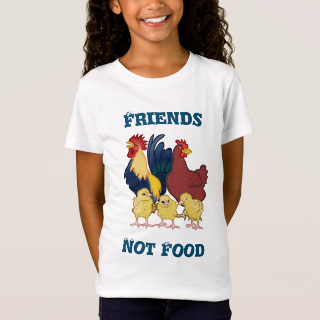 Chickens Cute Friend Animals Colorful Illustration T-Shirt (Vorderseite)