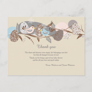 Chicks Couple Baby Dusche Danke Postcard Postkarte
