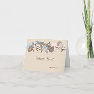 Chicks Couple rose et bleu Carte de remerciements 
