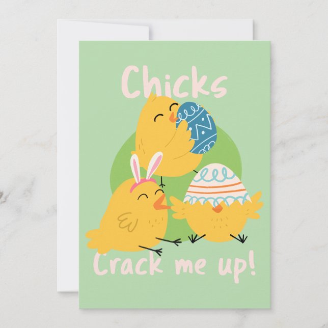 Chick's Crack Me Up ! Carte Pâques (Devant)