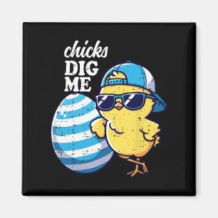 Chicks Dig Me Funny Kleinkind Osterfröhliches Oste Magnet