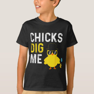 Chicks Dig Me Happy Ostereier Jagd Kinder Jungen S T-Shirt